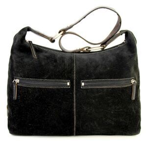 ROOMY ELLINGTON BLACK SOFT GENUINE LEATHER SUEDE SHOULDER BAG HANDBAG HOBO TOTE